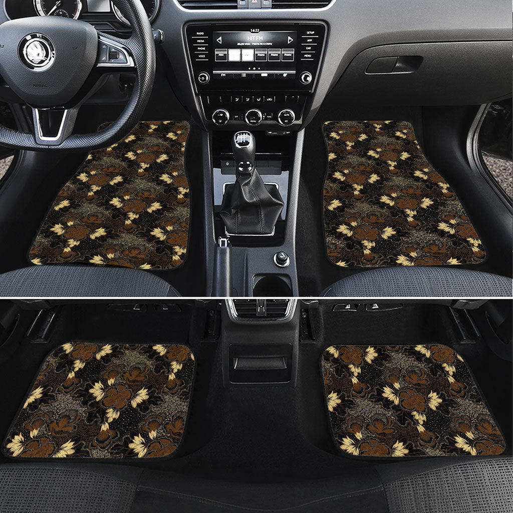 Javanese Batik Semen Car Mats Indonesian Traditional Pattern LT01 Set 4pcs Black - Polynesian Pride