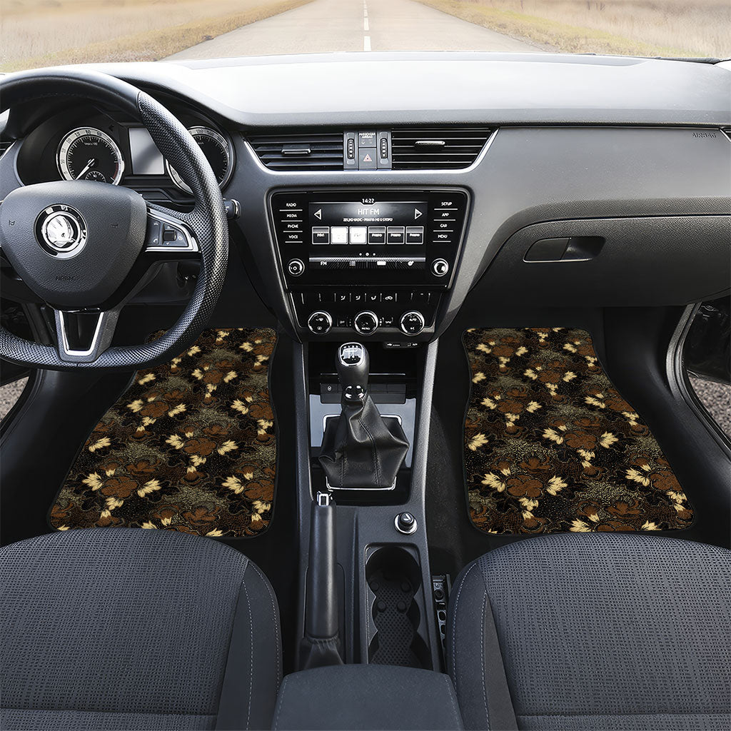 Javanese Batik Semen Car Mats Indonesian Traditional Pattern LT01 Set 2pcs - Front Black - Polynesian Pride