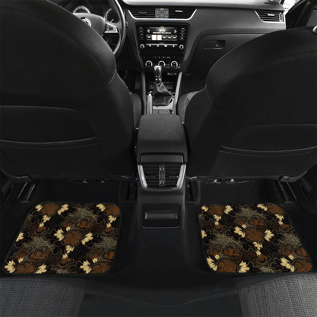 Javanese Batik Semen Car Mats Indonesian Traditional Pattern LT01 Set 2pcs - Back Black - Polynesian Pride
