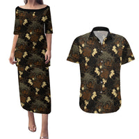 Javanese Batik Semen Couples Matching Puletasi and Hawaiian Shirt Indonesian Traditional Pattern