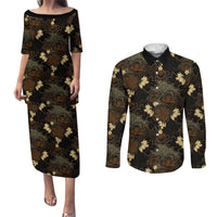 Javanese Batik Semen Couples Matching Puletasi and Long Sleeve Button Shirt Indonesian Traditional Pattern