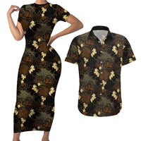 Javanese Batik Semen Couples Matching Short Sleeve Bodycon Dress and Hawaiian Shirt Indonesian Traditional Pattern