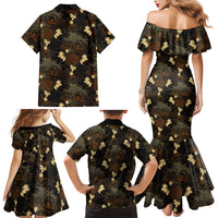 Javanese Batik Semen Family Matching Mermaid Dress and Hawaiian Shirt Indonesian Traditional Pattern