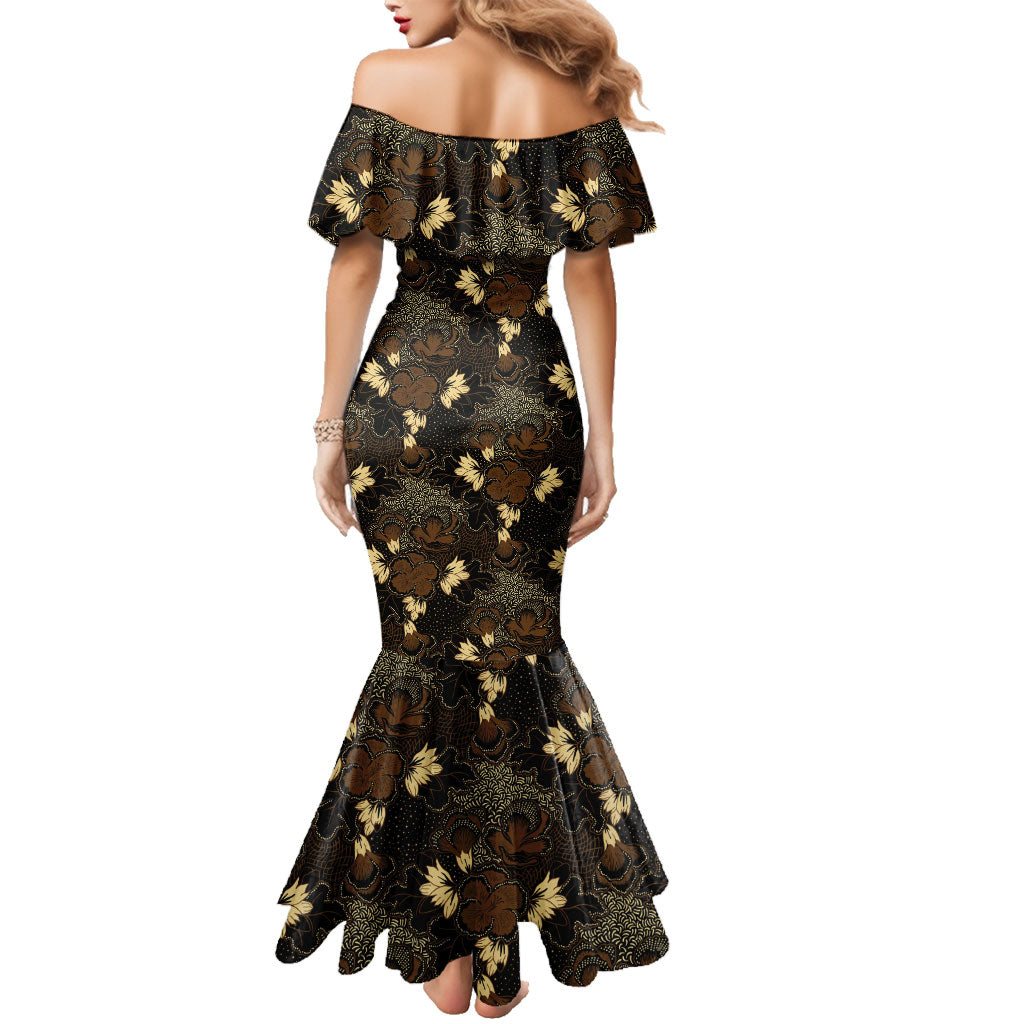 Javanese Batik Semen Family Matching Mermaid Dress and Hawaiian Shirt Indonesian Traditional Pattern