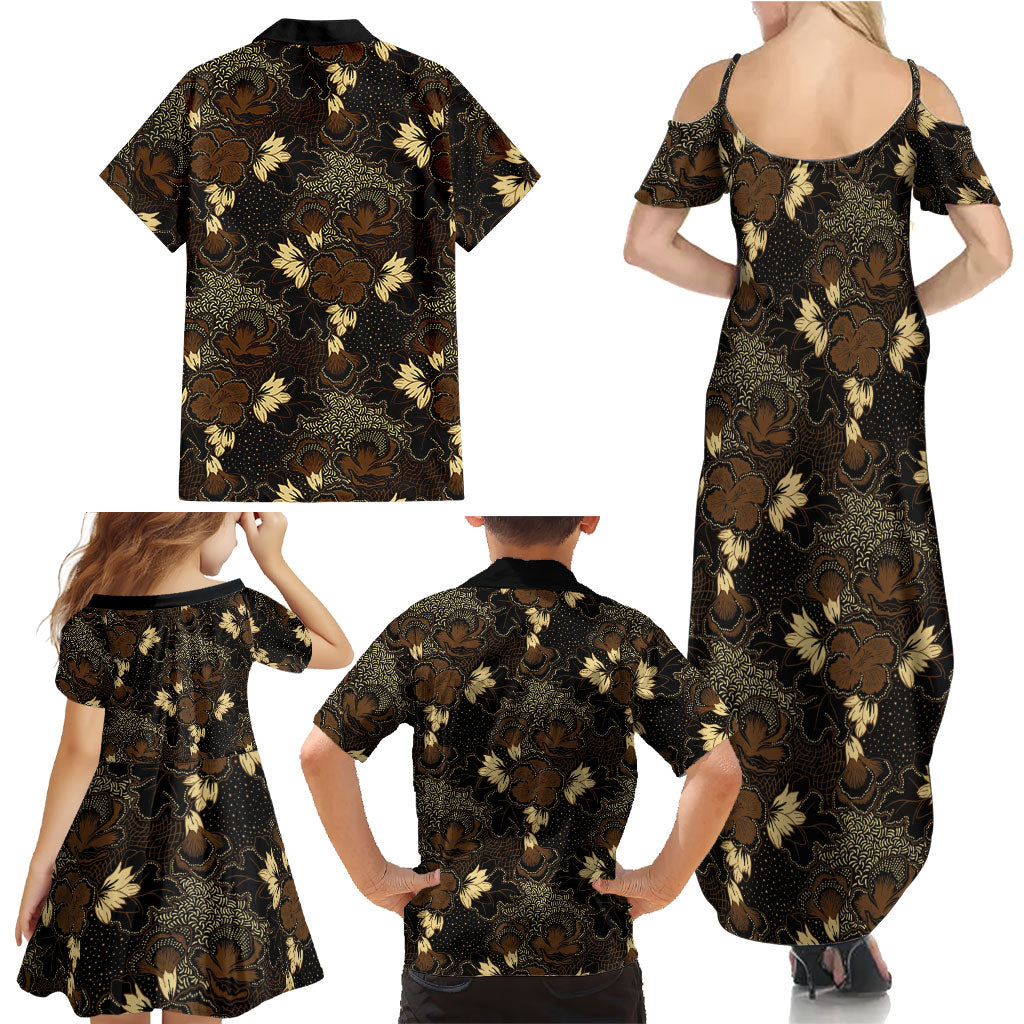 Javanese Batik Semen Family Matching Summer Maxi Dress and Hawaiian Shirt Indonesian Traditional Pattern