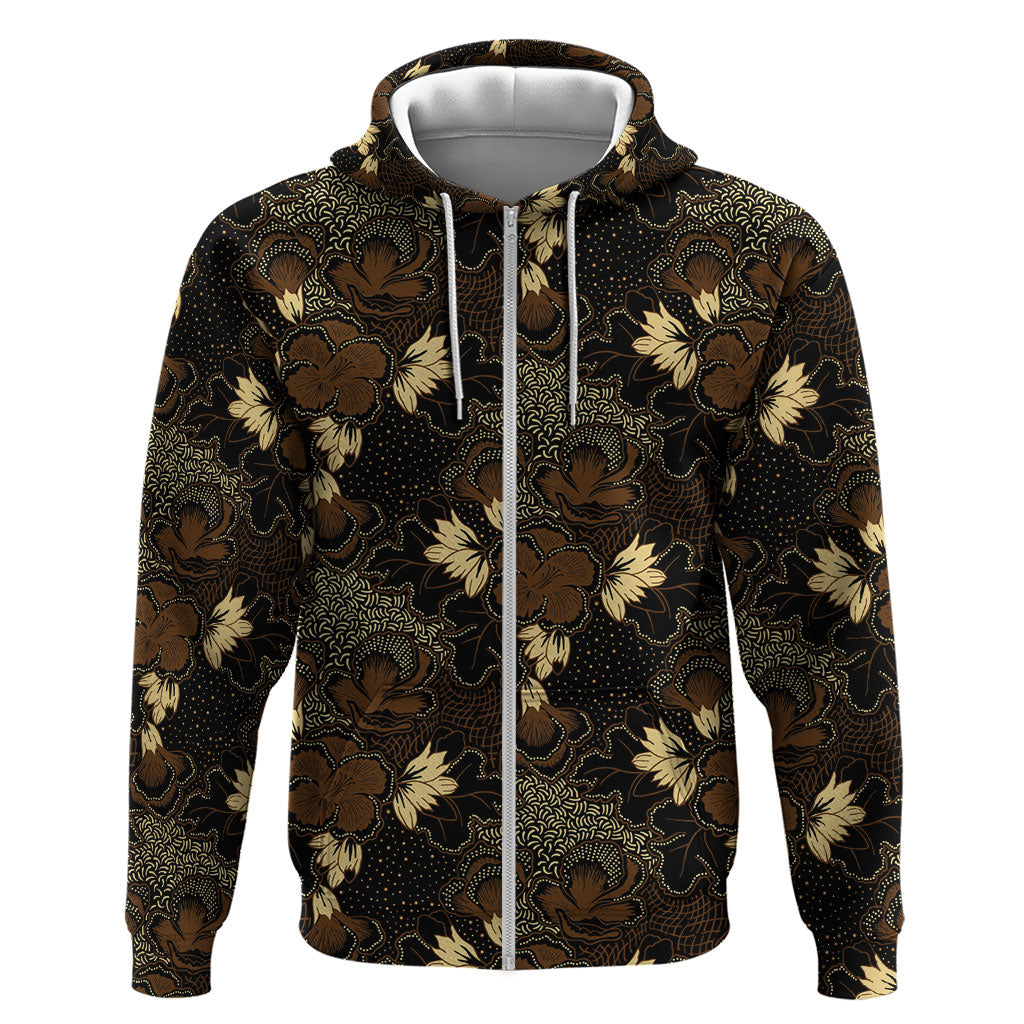 Javanese Batik Semen Hoodie Indonesian Traditional Pattern LT01 Zip Hoodie Black - Polynesian Pride