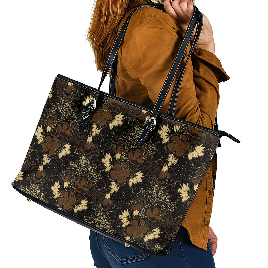 Javanese Batik Semen Leather Tote Bag Indonesian Traditional Pattern LT01 - Polynesian Pride