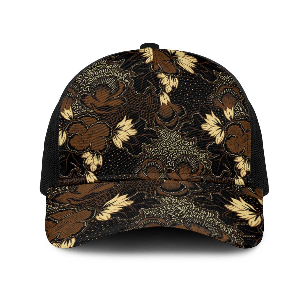 Javanese Batik Semen Mesh Trucker Cap Indonesian Traditional Pattern LT01 One Size Black Black - Polynesian Pride