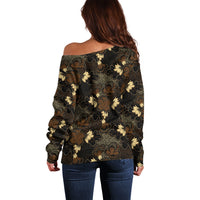 Javanese Batik Semen Off Shoulder Sweater Indonesian Traditional Pattern LT01 - Polynesian Pride
