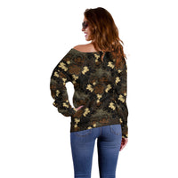 Javanese Batik Semen Off Shoulder Sweater Indonesian Traditional Pattern LT01 - Polynesian Pride