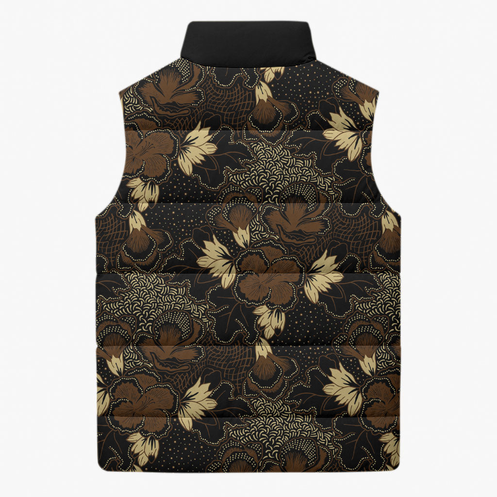 Javanese Batik Semen Sleeveless Puffer Jacket Indonesian Traditional Pattern LT01 - Polynesian Pride