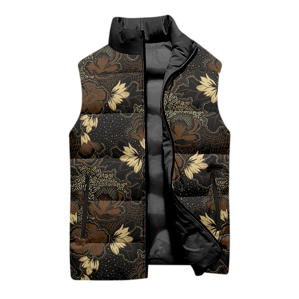 Javanese Batik Semen Sleeveless Puffer Jacket Indonesian Traditional Pattern LT01 - Polynesian Pride