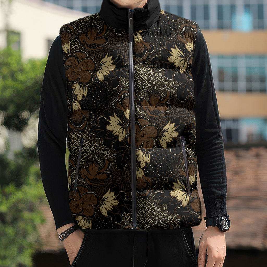 Javanese Batik Semen Sleeveless Puffer Jacket Indonesian Traditional Pattern LT01 - Polynesian Pride