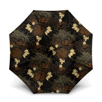 Javanese Batik Semen Umbrella Indonesian Traditional Pattern LT01 One Size Folded 11.42 inch Opened Diameter 37.4 inch Black - Polynesian Pride