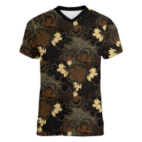 Javanese Batik Semen Women V-Neck T-Shirt Indonesian Traditional Pattern