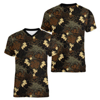 Javanese Batik Semen Women V-Neck T-Shirt Indonesian Traditional Pattern