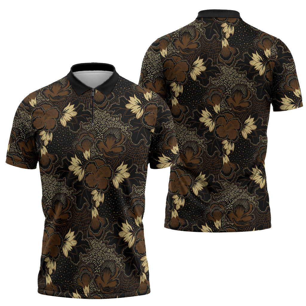 Javanese Batik Semen Zipper Polo Shirt Indonesian Traditional Pattern LT01 - Polynesian Pride