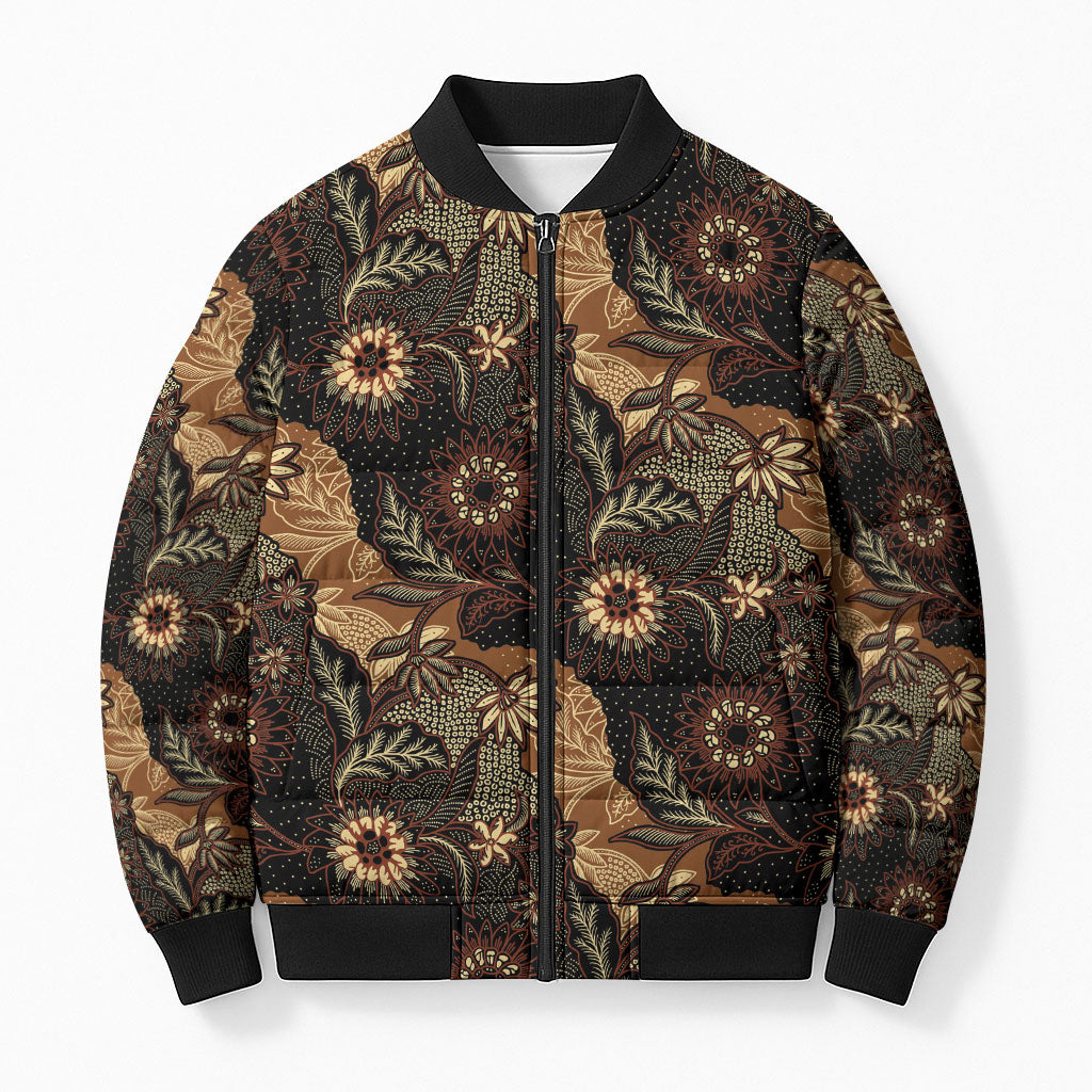 Batik Pedalaman Semen Lereng Style Bomber Puffer Jacket Indonesian Traditional Pattern