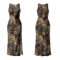 Batik Pedalaman Semen Lereng Style Couples Matching Tank Maxi Dress and Long Sleeve Button Shirt Indonesian Traditional Pattern LT01 - Polynesian Pride