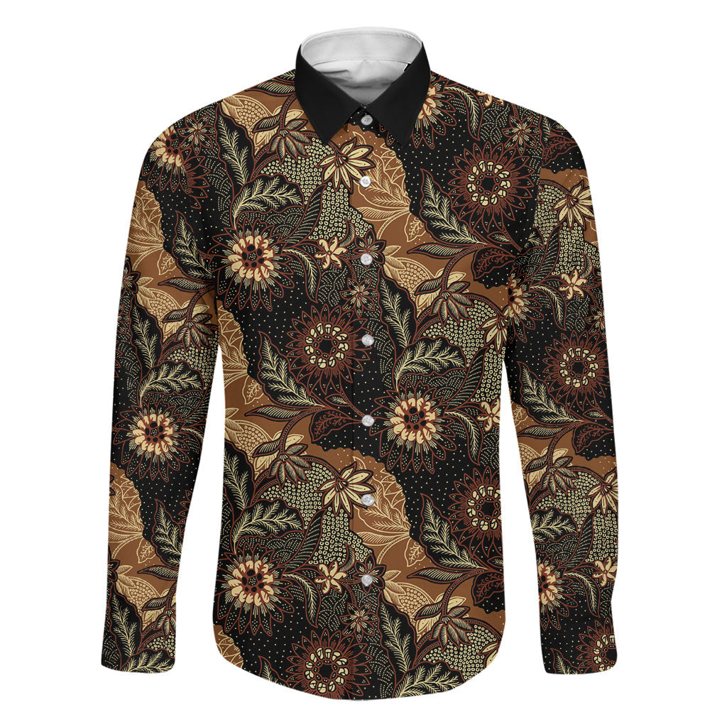 Batik Pedalaman Semen Lereng Style Family Matching Off Shoulder Short Dress and Hawaiian Shirt Indonesian Traditional Pattern