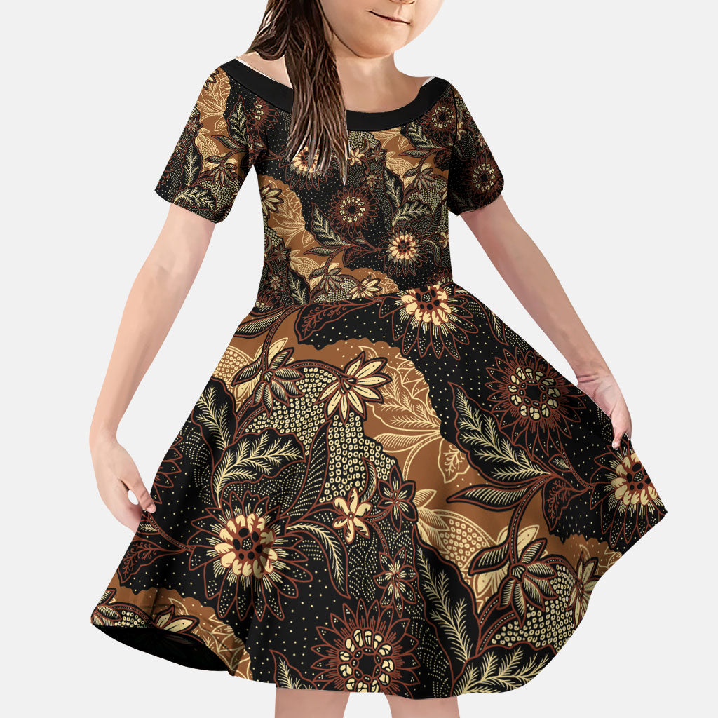 Batik Pedalaman Semen Lereng Style Family Matching Summer Maxi Dress and Hawaiian Shirt Indonesian Traditional Pattern