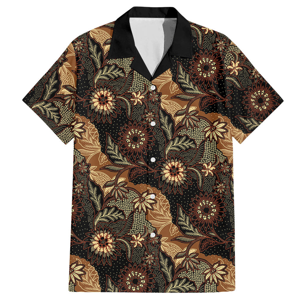 Batik Pedalaman Semen Lereng Style Hawaiian Shirt Indonesian Traditional Pattern LT01 Black - Polynesian Pride