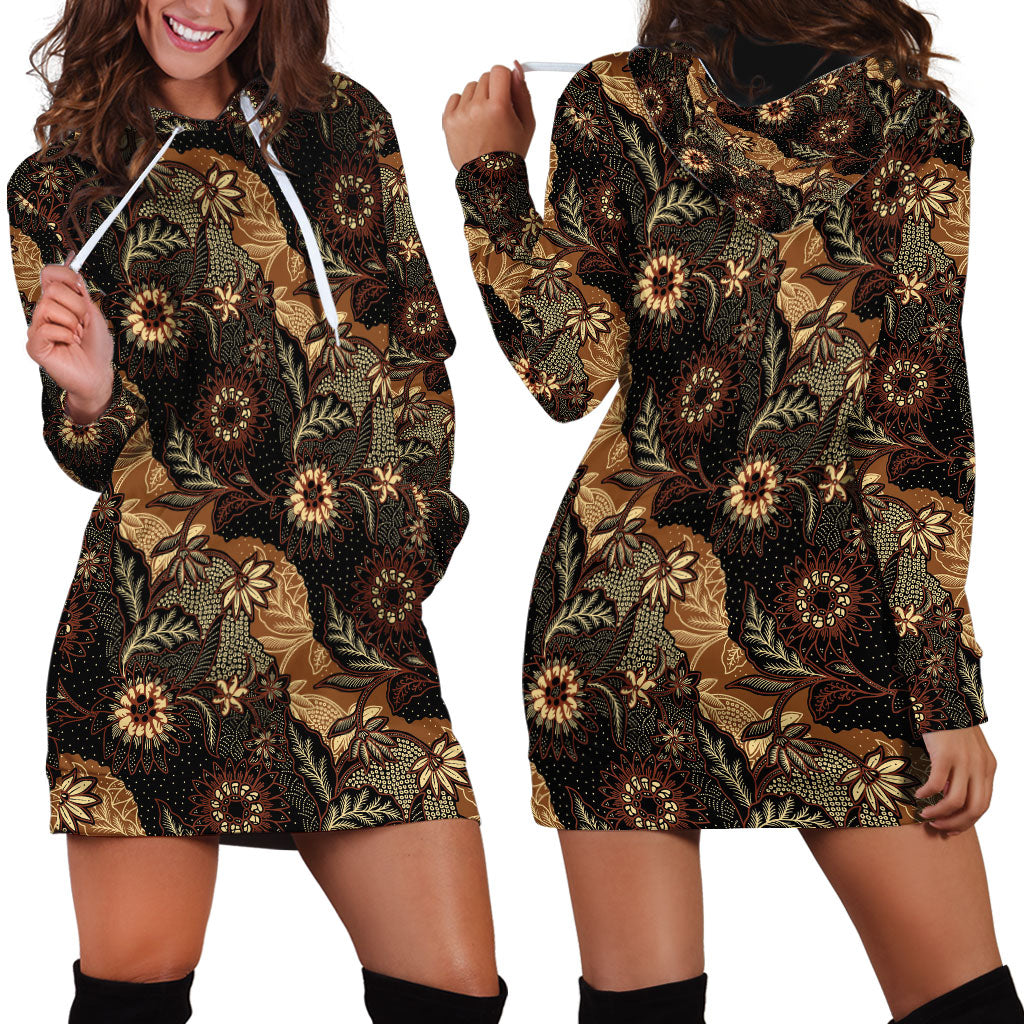 Batik Pedalaman Semen Lereng Style Hoodie Dress Indonesian Traditional Pattern