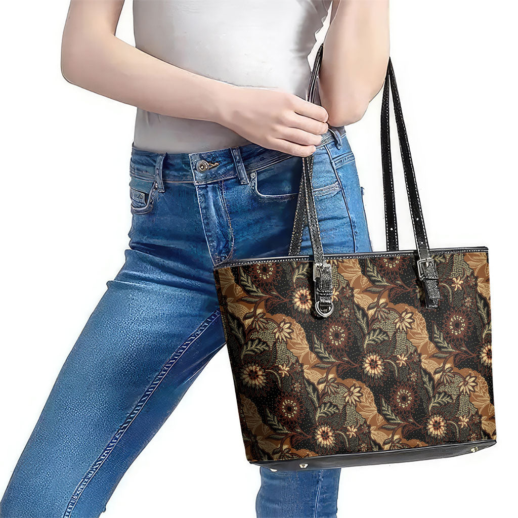Batik Pedalaman Semen Lereng Style Leather Tote Bag Indonesian Traditional Pattern