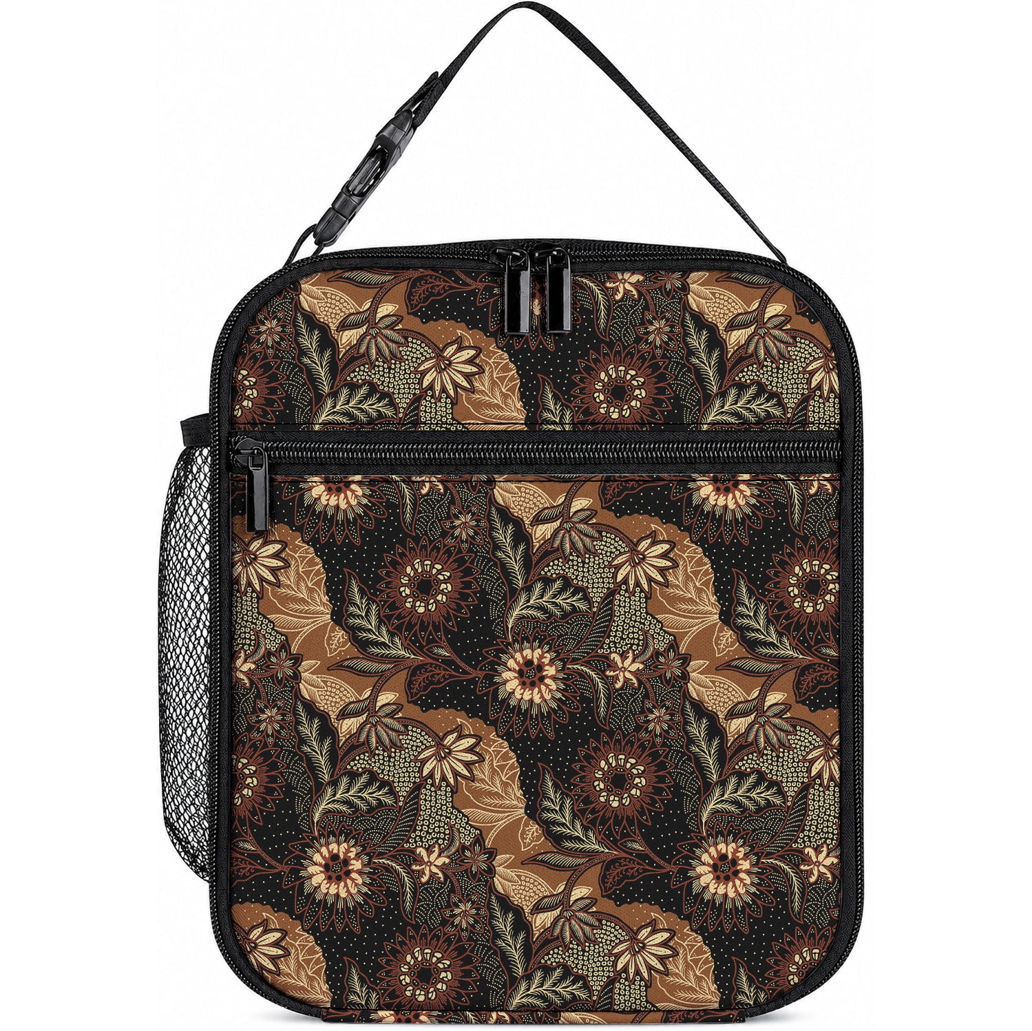 Batik Pedalaman Semen Lereng Style Lunch Bag Indonesian Traditional Pattern LT01 10.2 × 8.3 × 4.3 inch Black - Polynesian Pride