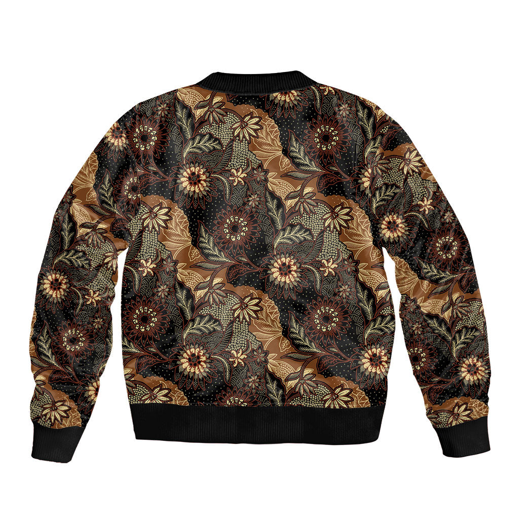 Batik Pedalaman Semen Lereng Style Sleeve Zip Bomber Jacket Indonesian Traditional Pattern
