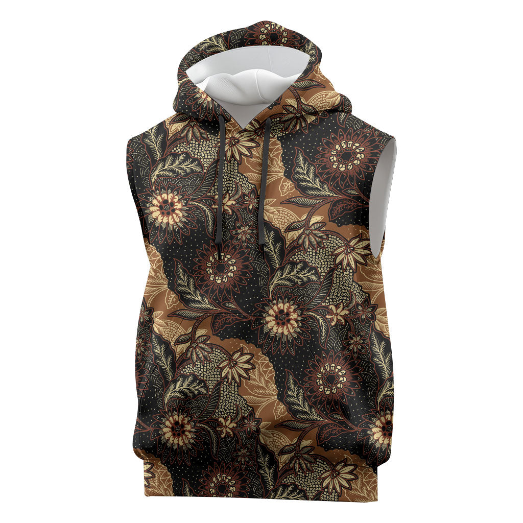 Batik Pedalaman Semen Lereng Style Sleeveless Hoodie Indonesian Traditional Pattern