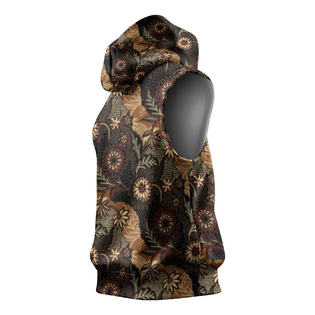 Batik Pedalaman Semen Lereng Style Sleeveless Hoodie Indonesian Traditional Pattern