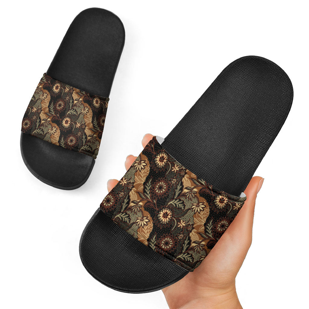 Batik Pedalaman Semen Lereng Style Slide Sandals Indonesian Traditional Pattern