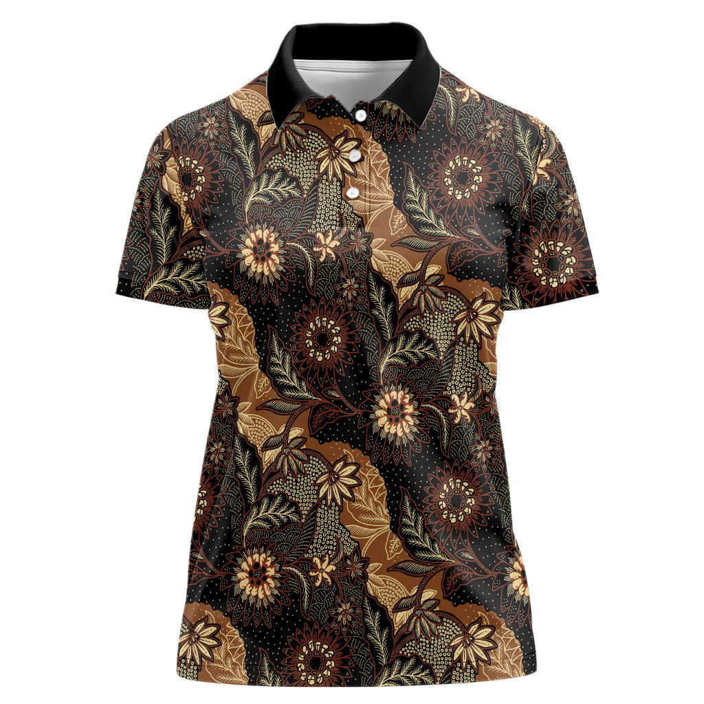 Batik Pedalaman Semen Lereng Style Women Polo Shirt Indonesian Traditional Pattern