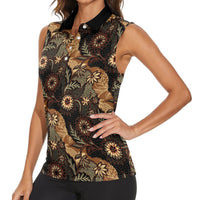 Batik Pedalaman Semen Lereng Style Women Sleeveless Polo Shirt Indonesian Traditional Pattern