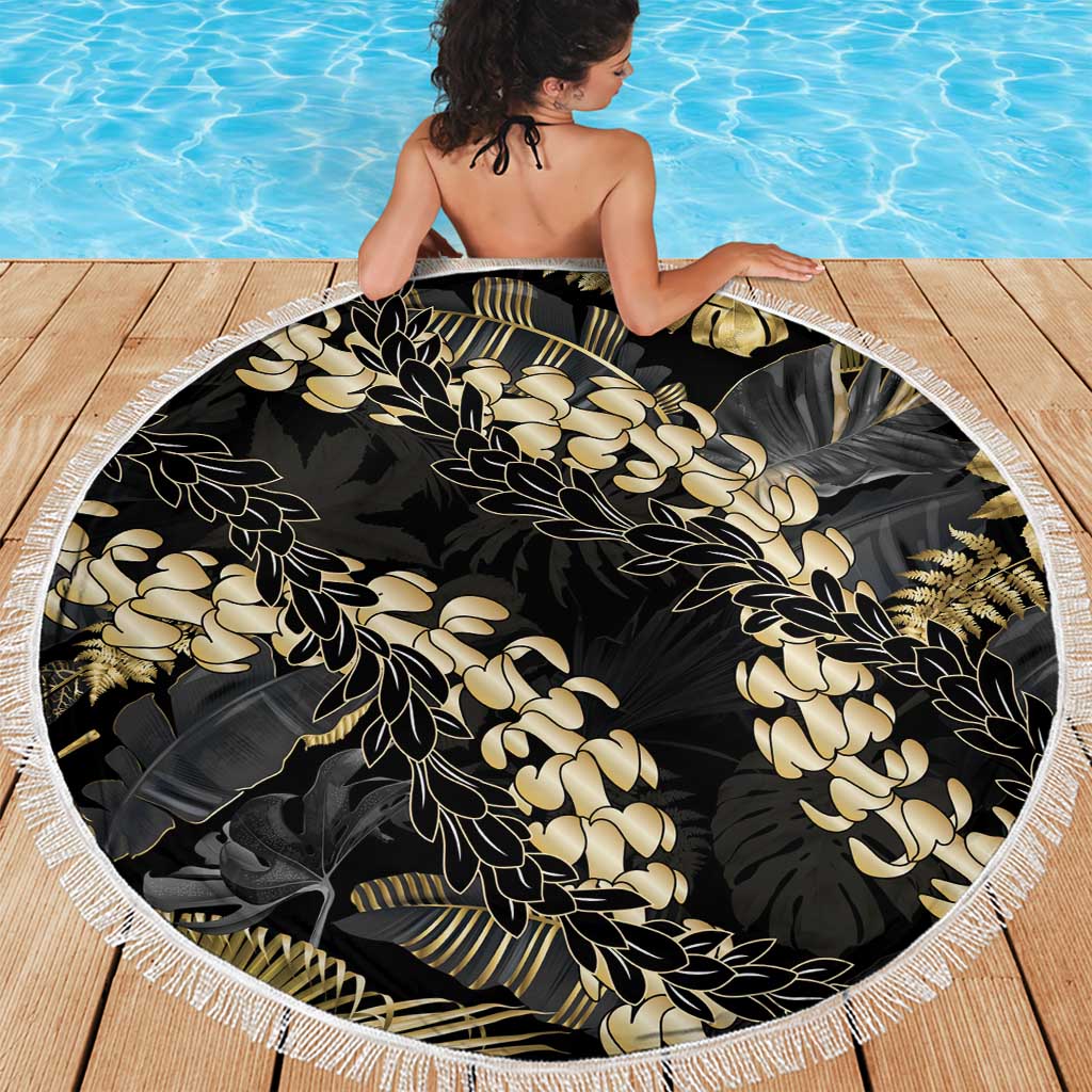 Gold Tropical Leaves Hawaii Mikioi Lei Beach Blanket Luxury Stylized LT01 - Polynesian Pride