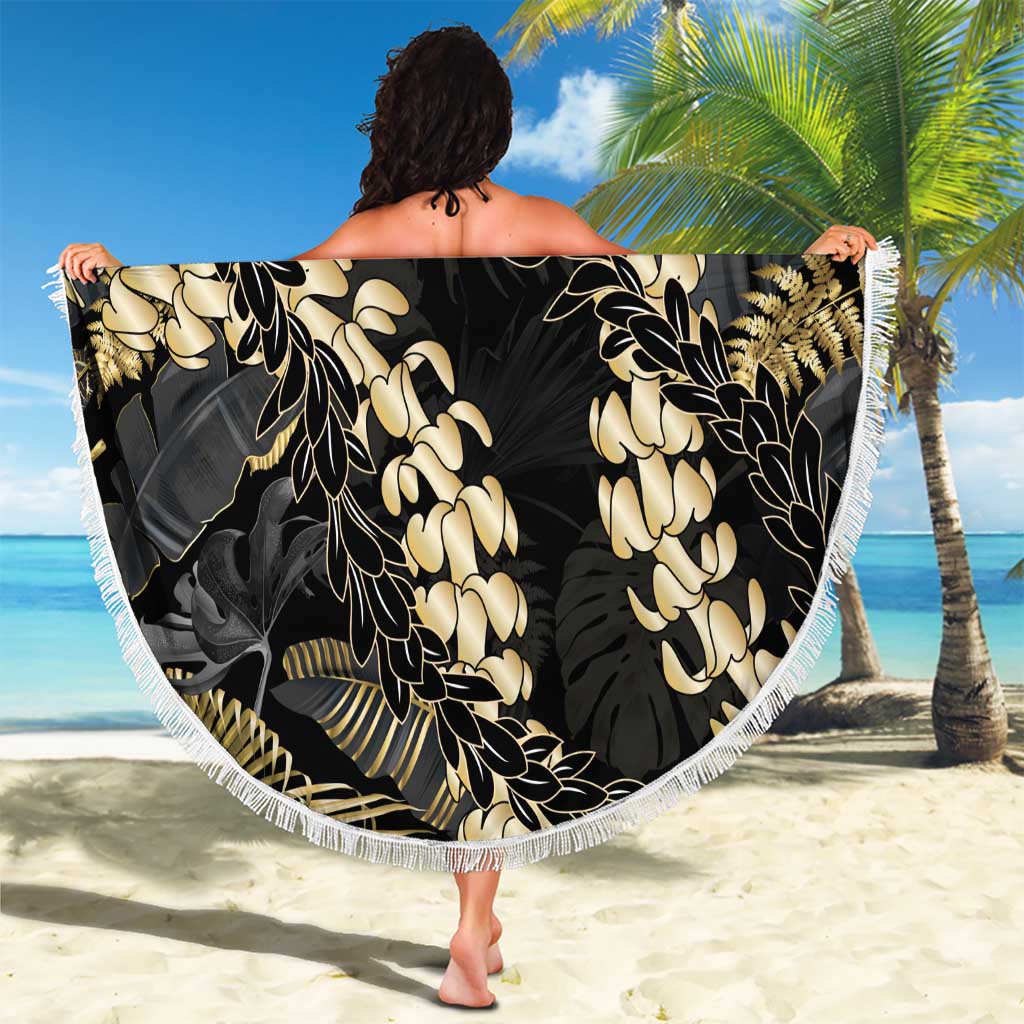 Gold Tropical Leaves Hawaii Mikioi Lei Beach Blanket Luxury Stylized LT01 - Polynesian Pride