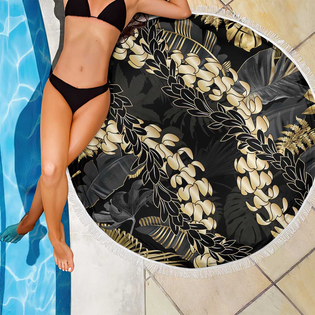 Gold Tropical Leaves Hawaii Mikioi Lei Beach Blanket Luxury Stylized LT01 - Polynesian Pride