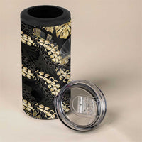 Gold Tropical Leaves Hawaii Mikioi Lei 4 in 1 Can Cooler Tumbler Luxury Stylized - Polynesian Pride