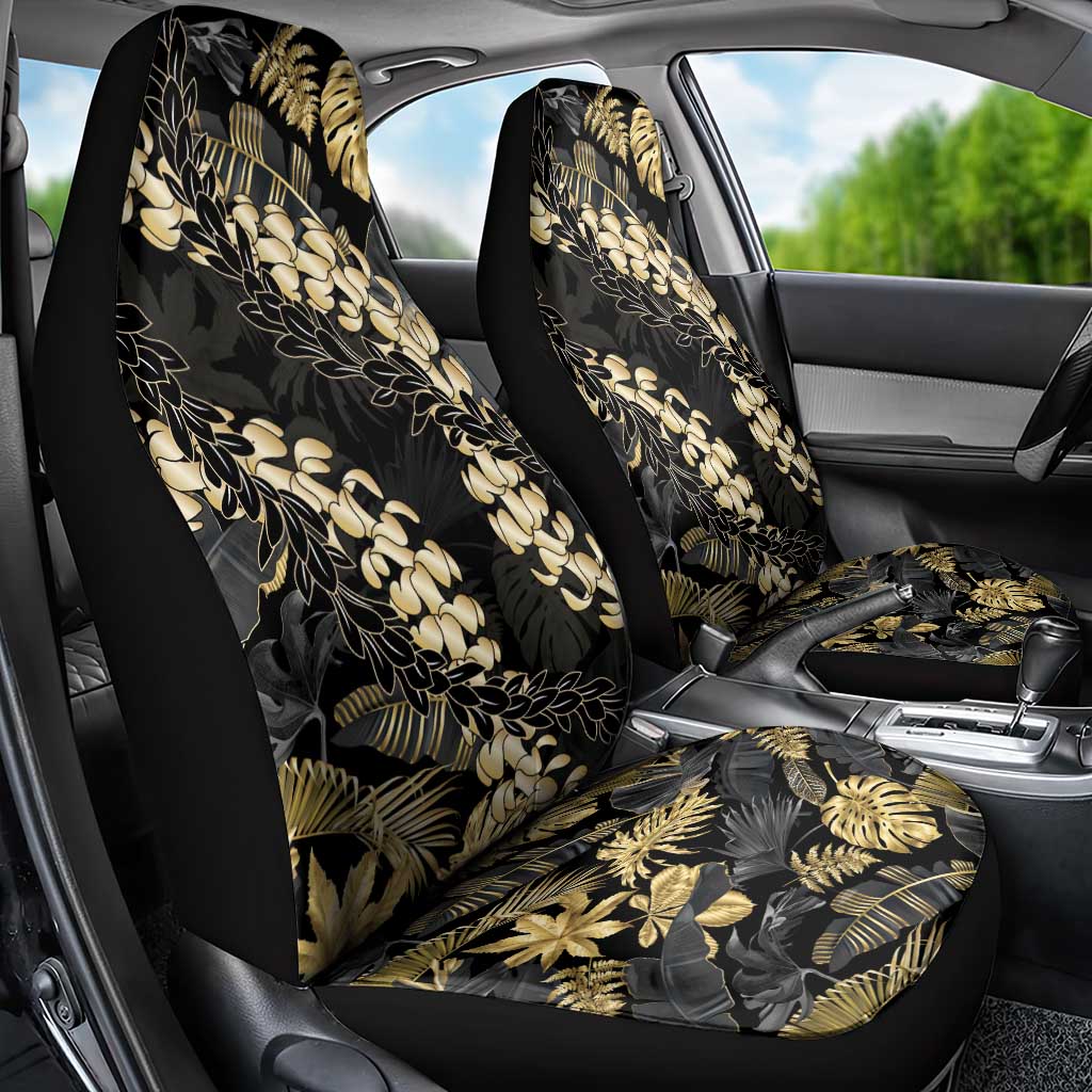 Gold Tropical Leaves Hawaii Mikioi Lei Car Seat Cover Luxury Stylized - Polynesian Pride