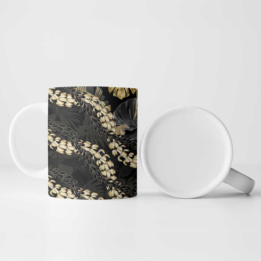 Gold Tropical Leaves Hawaii Mikioi Lei Ceramic Mug Luxury Stylized - Polynesian Pride