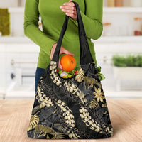 Gold Tropical Leaves Hawaii Mikioi Lei Grocery Bag Luxury Stylized LT01 - Polynesian Pride