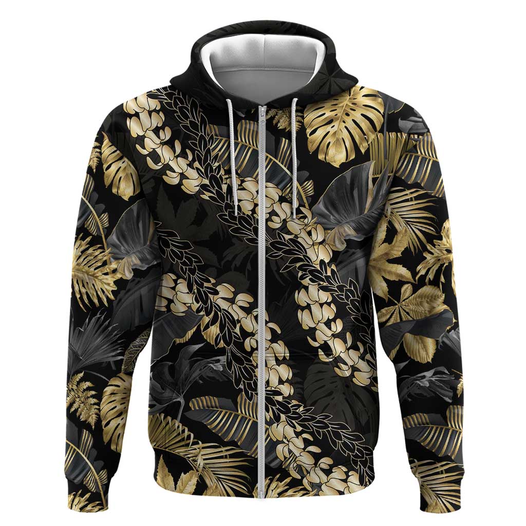 Gold Tropical Leaves Hawaii Mikioi Lei Hoodie Luxury Stylized - Polynesian Pride