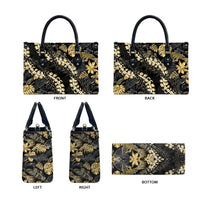 Gold Tropical Leaves Hawaii Mikioi Lei Leather Bag Luxury Stylized - Polynesian Pride