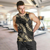 Gold Tropical Leaves Hawaii Mikioi Lei Men Tank Top Luxury Stylized LT01 Gold - Polynesian Pride