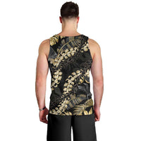 Gold Tropical Leaves Hawaii Mikioi Lei Men Tank Top Luxury Stylized LT01 - Polynesian Pride