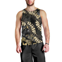 Gold Tropical Leaves Hawaii Mikioi Lei Men Tank Top Luxury Stylized LT01 - Polynesian Pride
