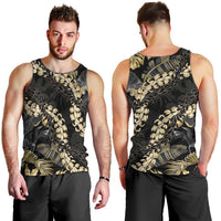 Gold Tropical Leaves Hawaii Mikioi Lei Men Tank Top Luxury Stylized LT01 - Polynesian Pride
