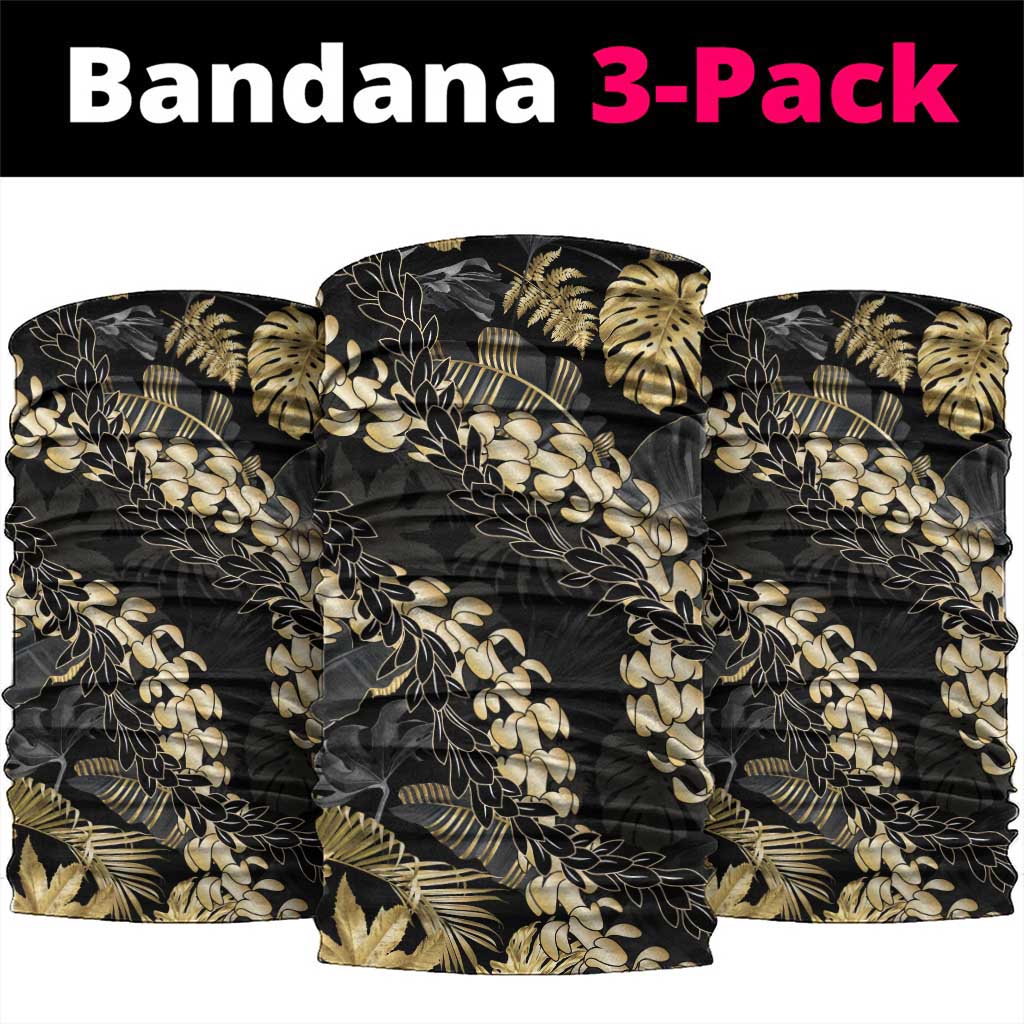 Gold Tropical Leaves Hawaii Mikioi Lei Neck Gaiter Luxury Stylized - Polynesian Pride
