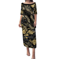 Gold Tropical Leaves Hawaii Mikioi Lei Puletasi Luxury Stylized - Polynesian Pride